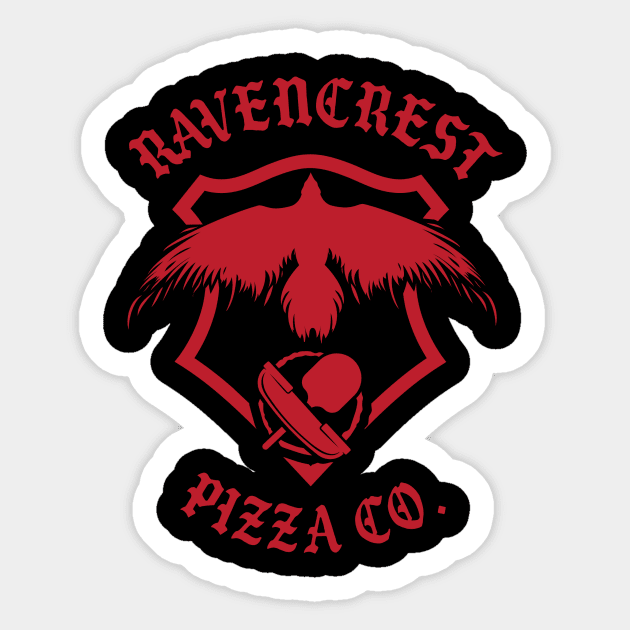 Ravencrest Logo Red Sticker by Ravencrest Pizza Company